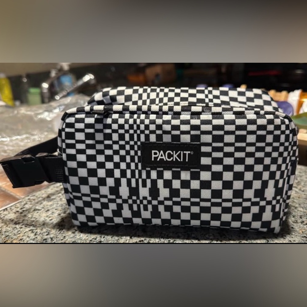 PackIt Black & White Checkerboard Insulated Lunch Bag